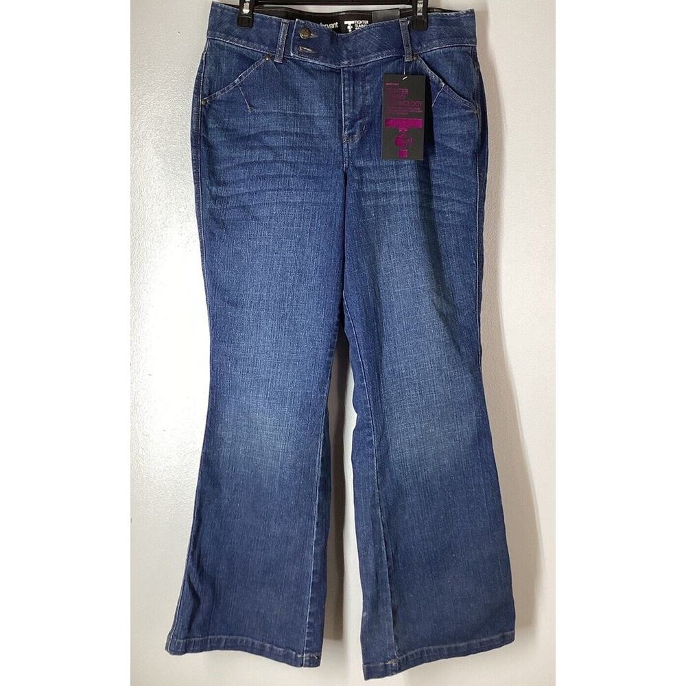 NWT Lane Bryant Women's Size 14 Flare Jeans Tighter Tummy Tech Blue